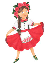 girl in national costume and with a wreath on her head