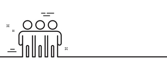 Friendship line icon. Friends group sign. Assistance business symbol. Minimal line illustration background. Friendship line icon pattern banner. White web template concept. Vector