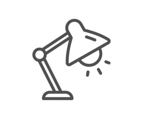 Table lamp line icon. Bedside light sign. Interior illuminate symbol. Quality design element. Linear style table lamp icon. Editable stroke. Vector