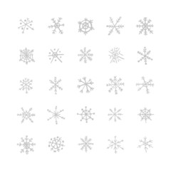 Hand drawn snowflake vector icon collection, snow symbol