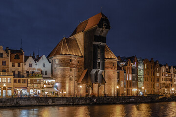 night view of the gdansk  old town