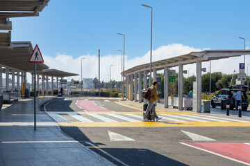 Passenger pick-up and drop-off area at Larnaca International Airport