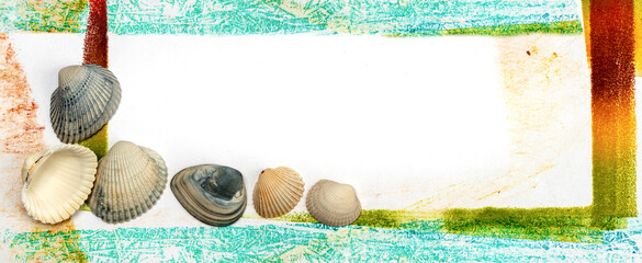 Sea Shells And Framed Background