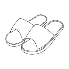 Slippers vector icon.Outline vector icon isolated on white background slippers.