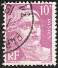 Postage stamps of the France. Stamp printed in the France. Stamp printed by France.