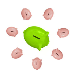 Piggy bank isolated on white background. Saving concept