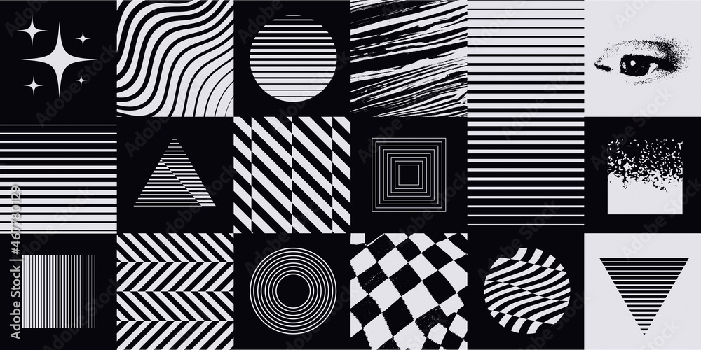 Poster modern bauhaus geometric background. abstract shapes. postmodern artwork. collage of textures and gr