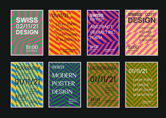Collection Of Modern Stripped Geometric Posters. Abstract Stripe Pattern. Modern Cover Templates.
