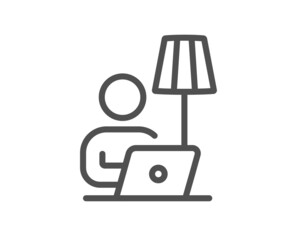 Floor lamp line icon. Home light sign. Interior illuminate symbol. Quality design element. Linear style floor lamp icon. Editable stroke. Vector