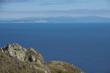 Panoramic view of the Pacific Ocean side of the Golden Gate bay lookin south from the north shores