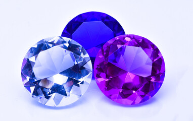 Large Gems - Birthstones Sapphire Rose Diamond on an isolated background.