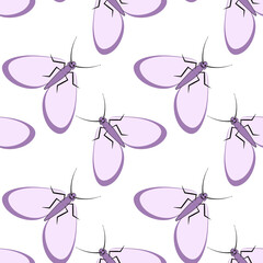 Illustration on a square background - stylized moths - graphics. Summer, insects, unbearable ease of life