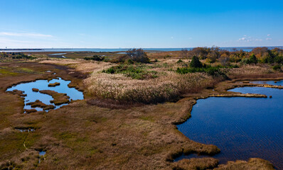 Obraz premium aerial image of a fall lake 