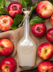 Apple cider vinegar in a bottle, organic fermented vinegar, vegan source of probiotics