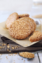 Homemade baking. Flourless sesame cookies