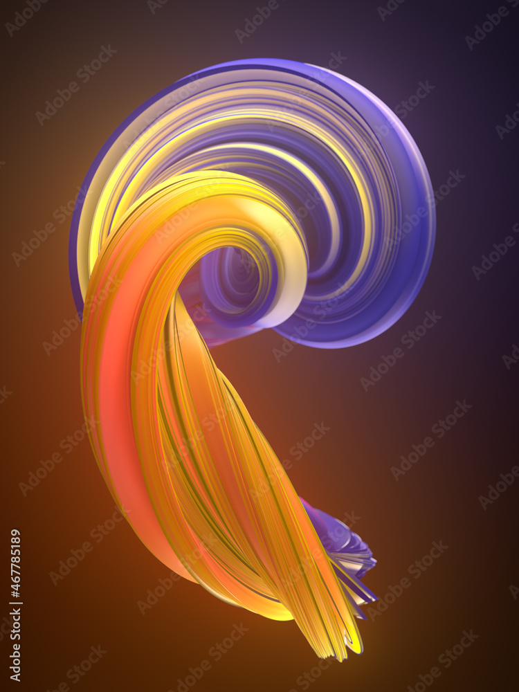 Aufkleber twisted abstract multicolor shape creative background. modern 3d rendering digital illustration
