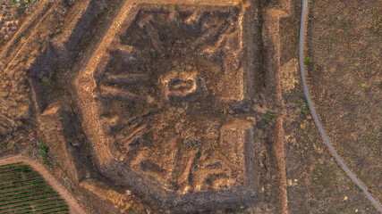 Historic defensive structure in the field. Remains of the defense system of the city of Nikolaev