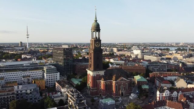Aerial View of the Michel Church in Hamburg
