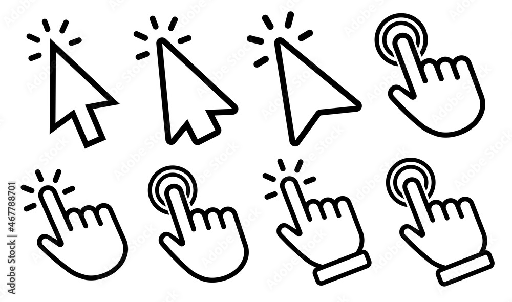 Poster vector cursors icons click set
