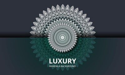 Mandala design round luxury design golden brush text.