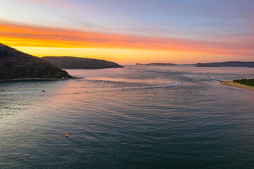 Fototapeta premium Sunrise waterscape over the channel