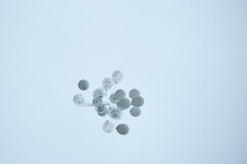 White balloons in the beautiful blue sky