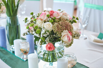 Served food in the restaurant party celebration