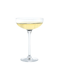 champagne coupe isolated on a white background. Full glass of champagne isolated on a white...