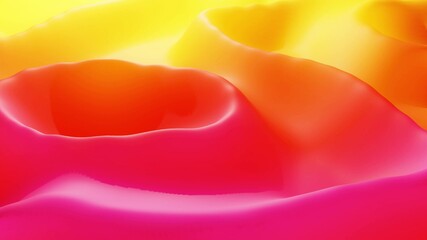 Stylish abstract background, surface of soft translucent material like peach jelly. Creative soft bright 3d bg with inner glow for festive events. Red orange yellow gradient. 3d render