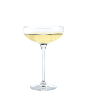champagne coupe isolated on a white background. Full glass of champagne isolated on a white background .