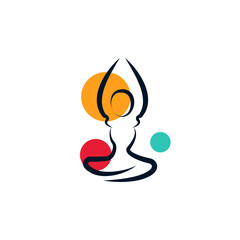 Colorful Fitness and Wellness Line Style Vector Logo Design Template Element