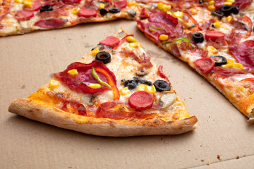 a slice of fresh pizza