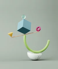 Muurstickers Balancing abstract 3d rendering composition. The concept of balance © Vladimir
