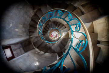 staircase with spiral stair
