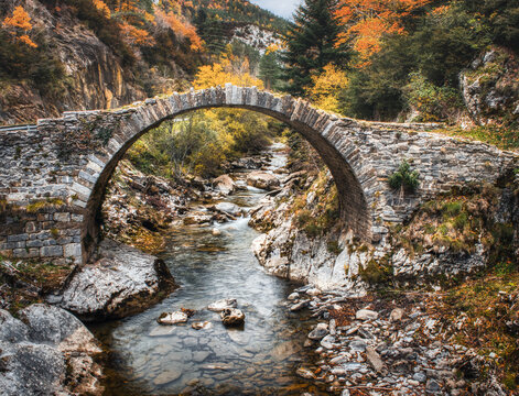 Romanesque bridge of Isaba, Valle de Roncal, Navarre, Spain