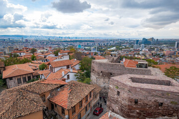 Ankara landscape view, Turkish capital Ankara cityscape and old town viewed from Ankara castle 