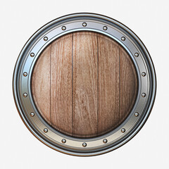 Obraz premium Circle wooden shield with steel frame 3D