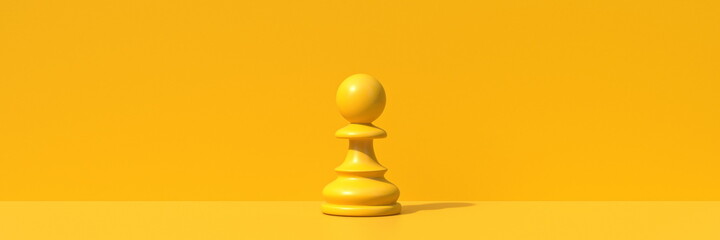 Yellow chess pawn 3D - obrazy, fototapety, plakaty