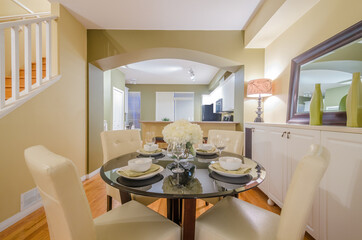 Modern dining room in luxury house.