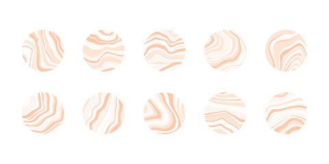 Set of highlights covers for social media stories. Vector abstract marble elements, isolated on white background.