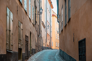 Narrow street in Gamla Stan, Stockholm, Sweden