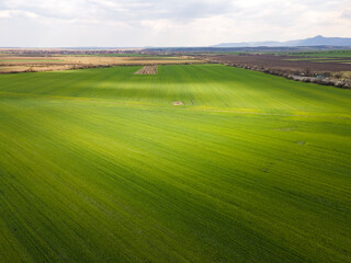 Aerial view of Upper Thracian Plain near town of Parvomay,   Bulgaria