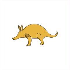 Fototapeta premium Single continuous line drawing of adorable aardvark for company logo identity. Afrotheres mammals mascot concept for national park icon. Modern one line draw design vector graphic illustration