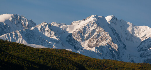 alpine autumn landscape snowy peaks