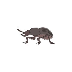 One continuous line drawing of cute beetle for company logo identity. Little insect mascot concept for public garden icon. Modern single line draw design vector graphic illustration