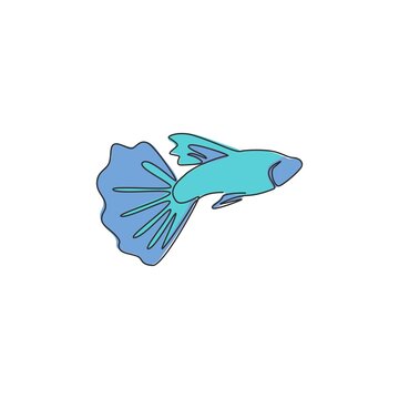 recommend clip art: Single continuous line drawing of beauty guppy fish for aquarium logo identity. Freshwater aquarium fish mascot concept for aquatic park icon. Modern one line draw design vector graphic illustration