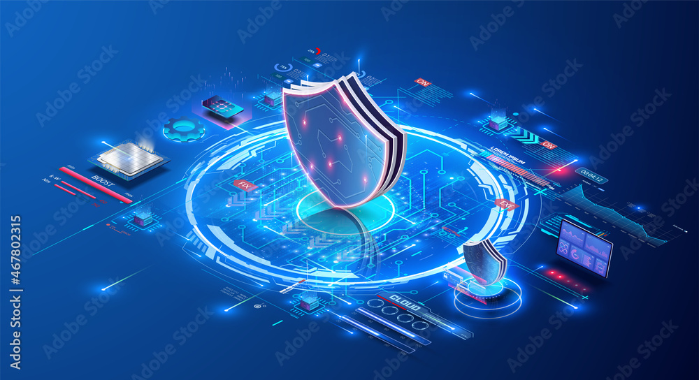 Wall mural cyber security concept. encryption. cyber security and information or network protection. future tec