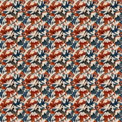 Beach cottage blue rustic seamless texture. Coastal hand drawn batik effect all over print. Modern linen abstract cover background. High quality jpg swatch.