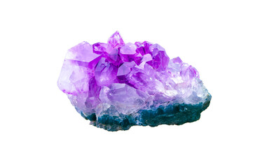 Amethyst isolated on white background druse geode macro detail gemstone texture close-up pink and...