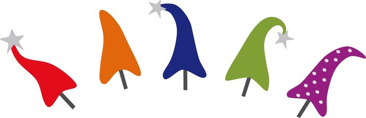 group of abstract dwarf hats for Christmas